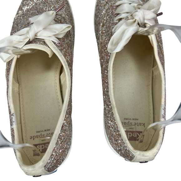 Keds x Kate Spade Glitter Ribbon Sneakers Rose gold Wedding Shoes 9 - Picture 8 of 11